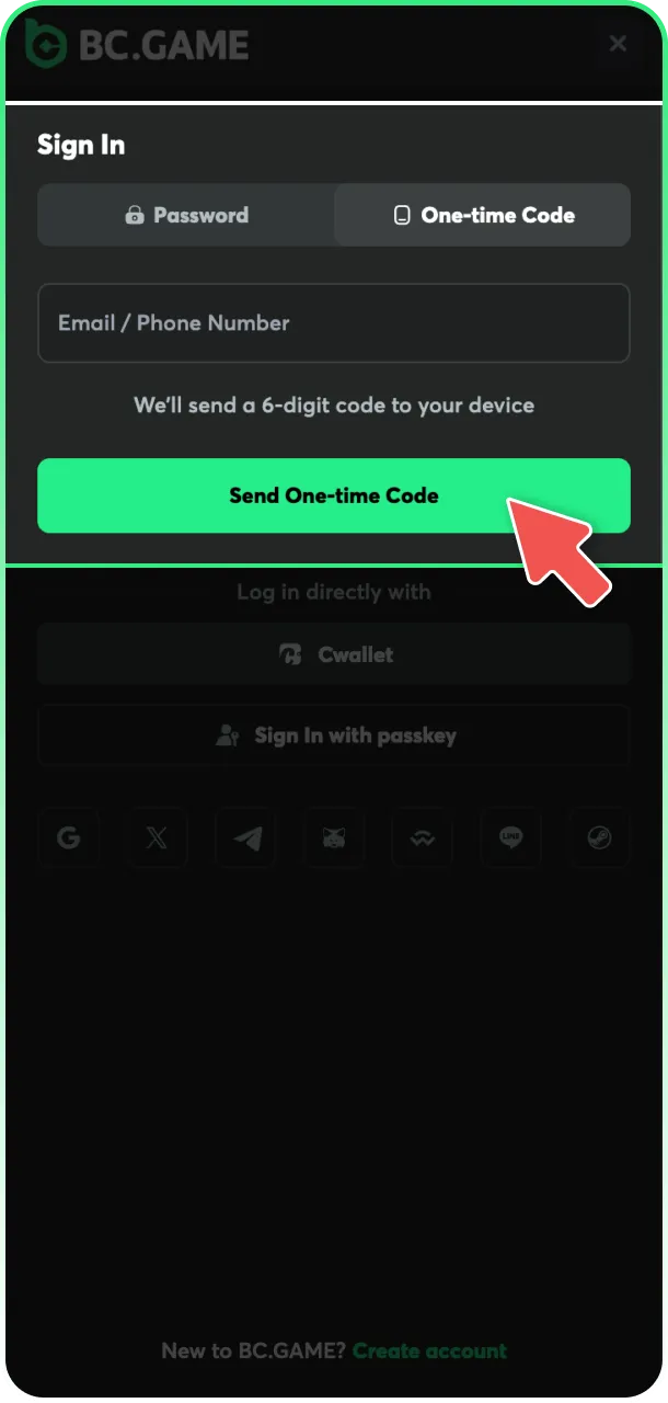 Log in to your dashboard to manage BC Game cricket wagers.