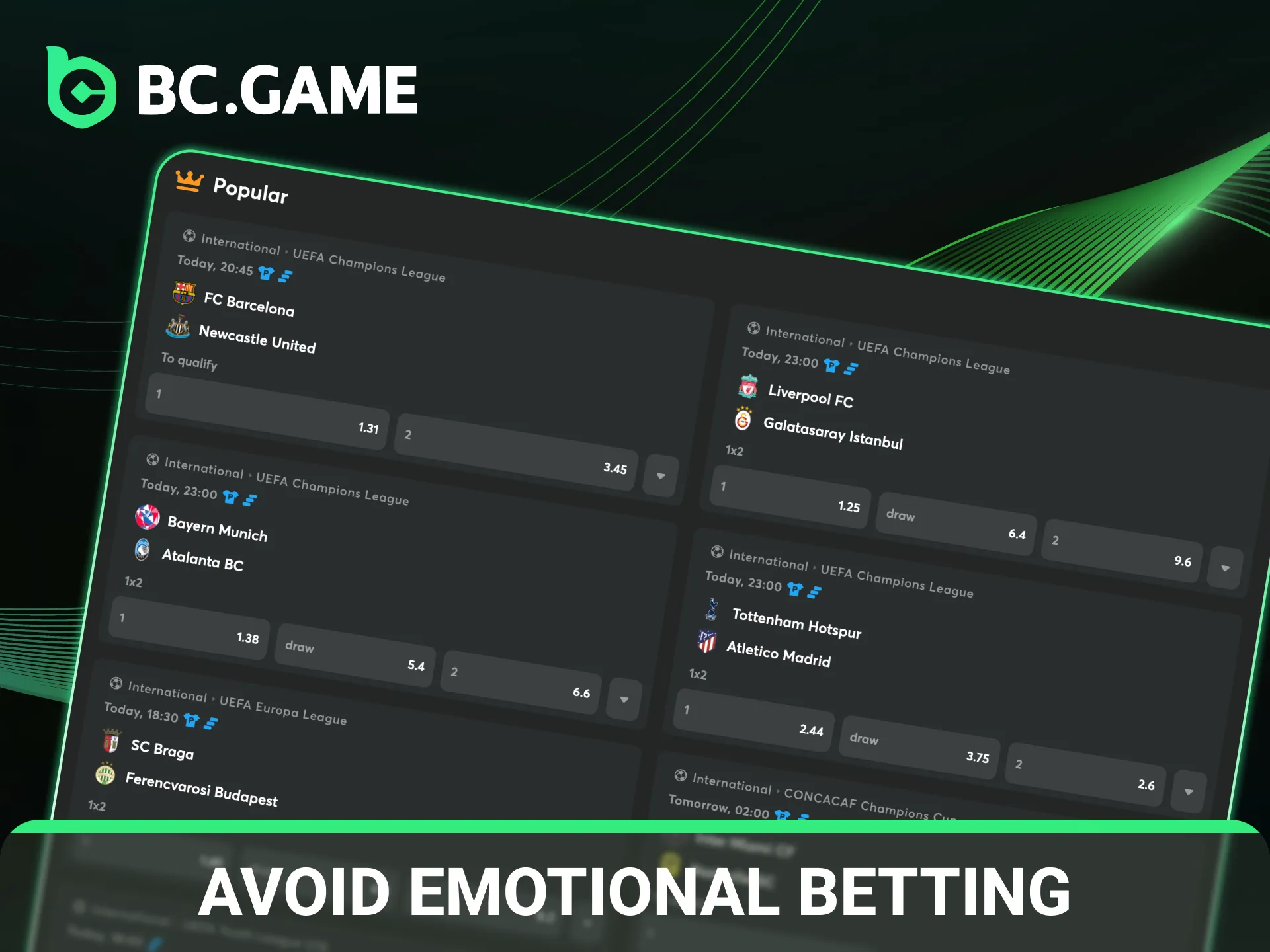Avoid emotional betting to maintain success in BC Game football.