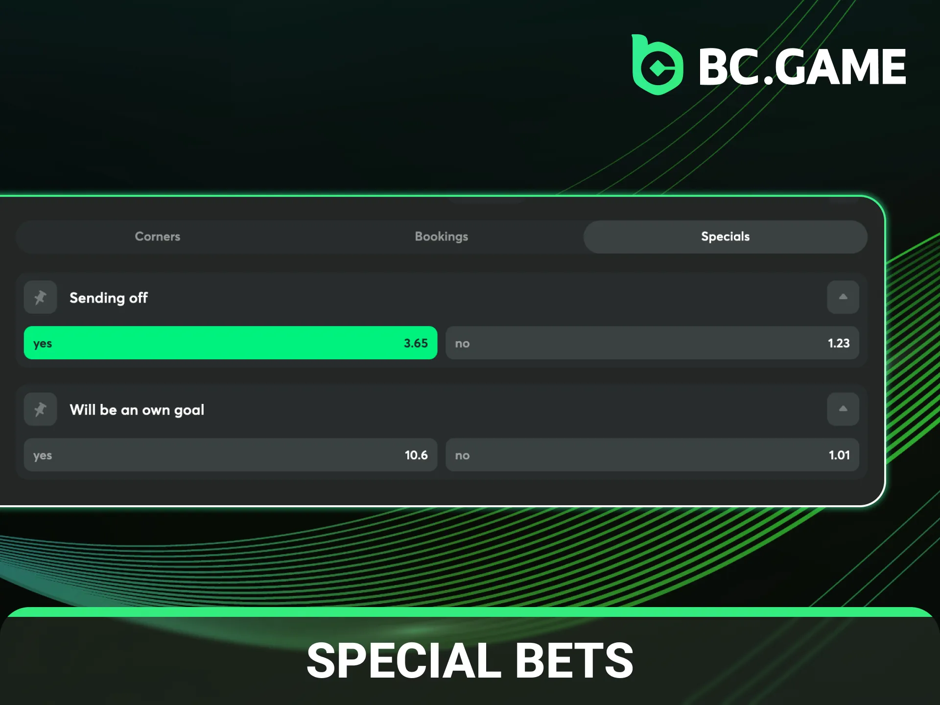 Discover unique football special bets offered by the BC Game platform.