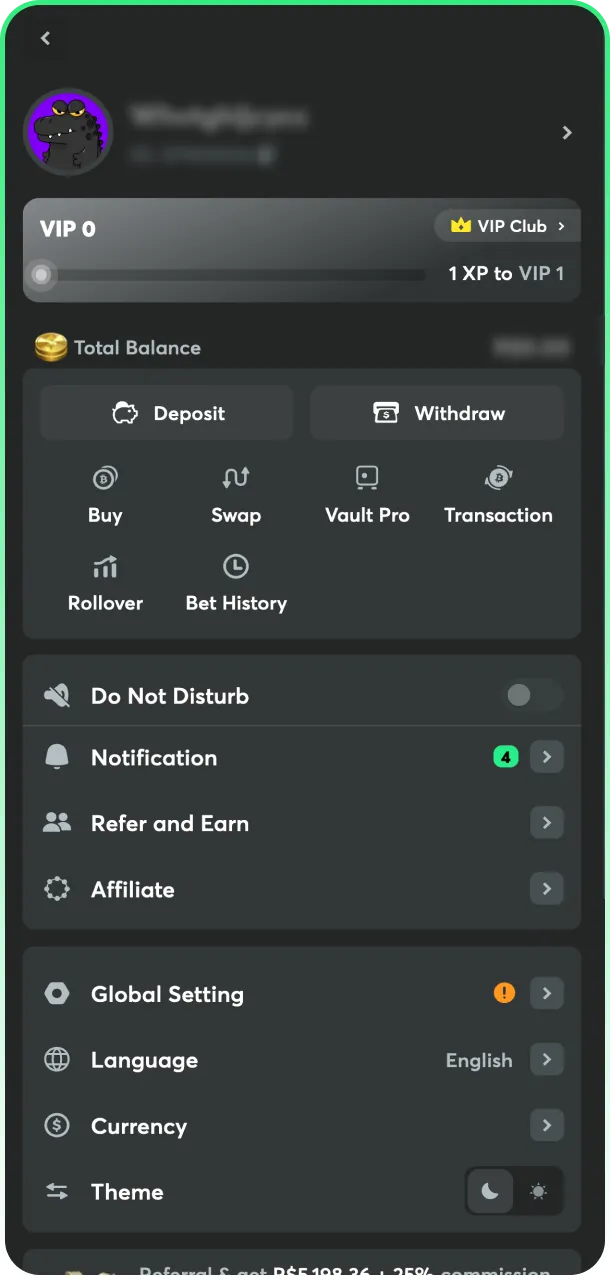 Access your account dashboard to explore BC Game betting options.
