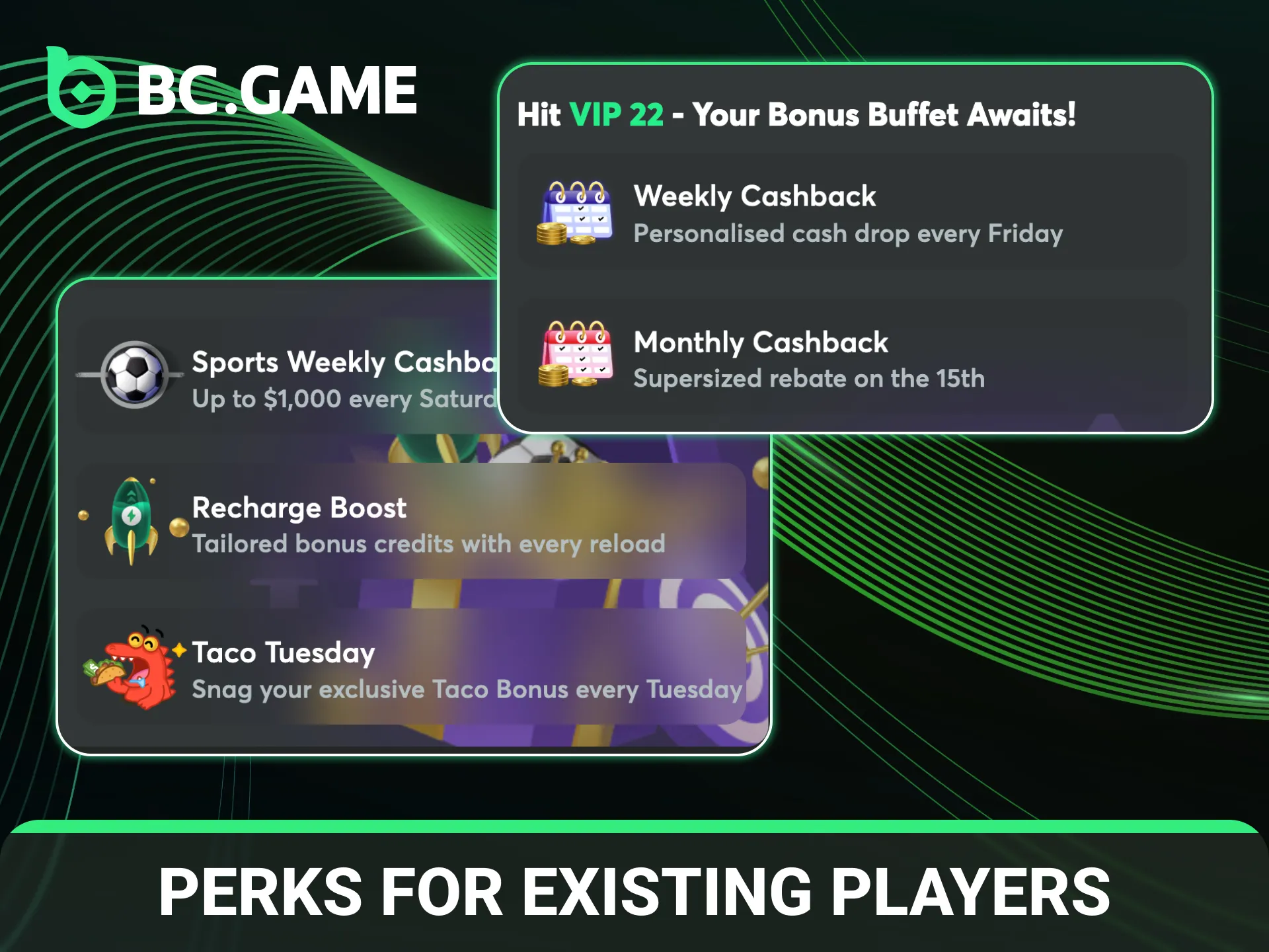 Enjoy rewarding perks for existing players on the BC Game platform.