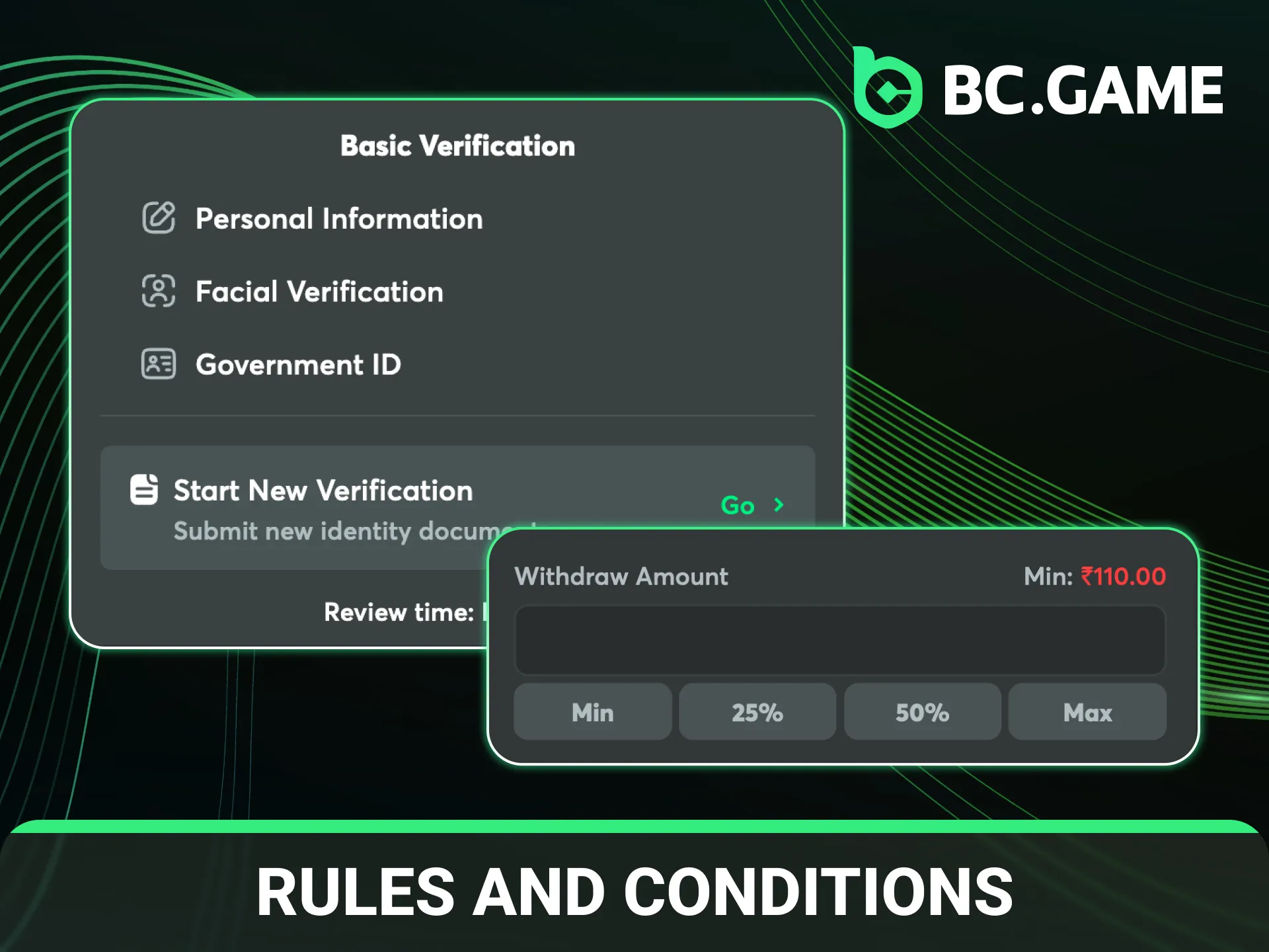 Review the official BC Game withdrawal rules and conditions for players.