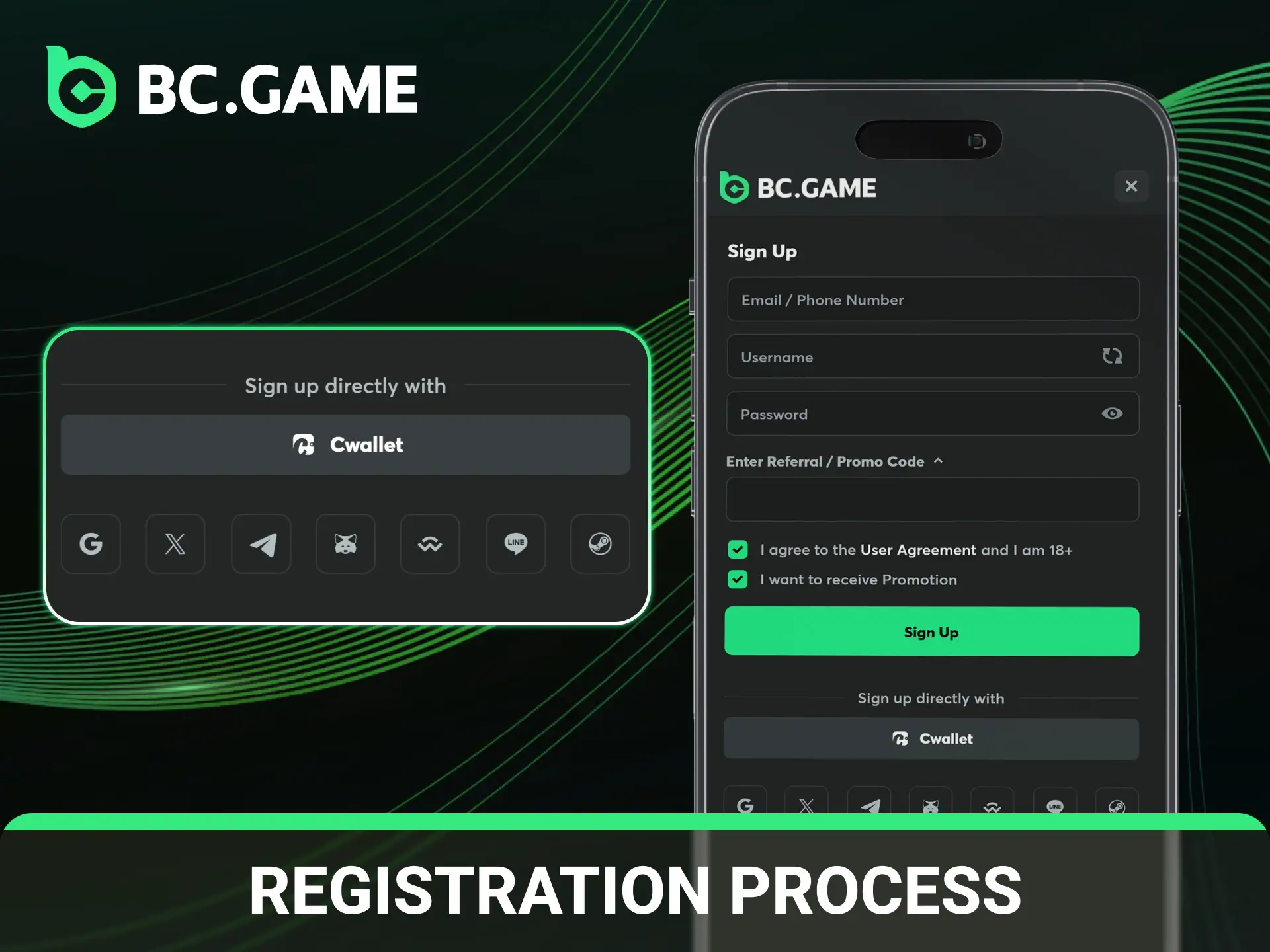 Create your BCgame account in few steps and start playing right away.