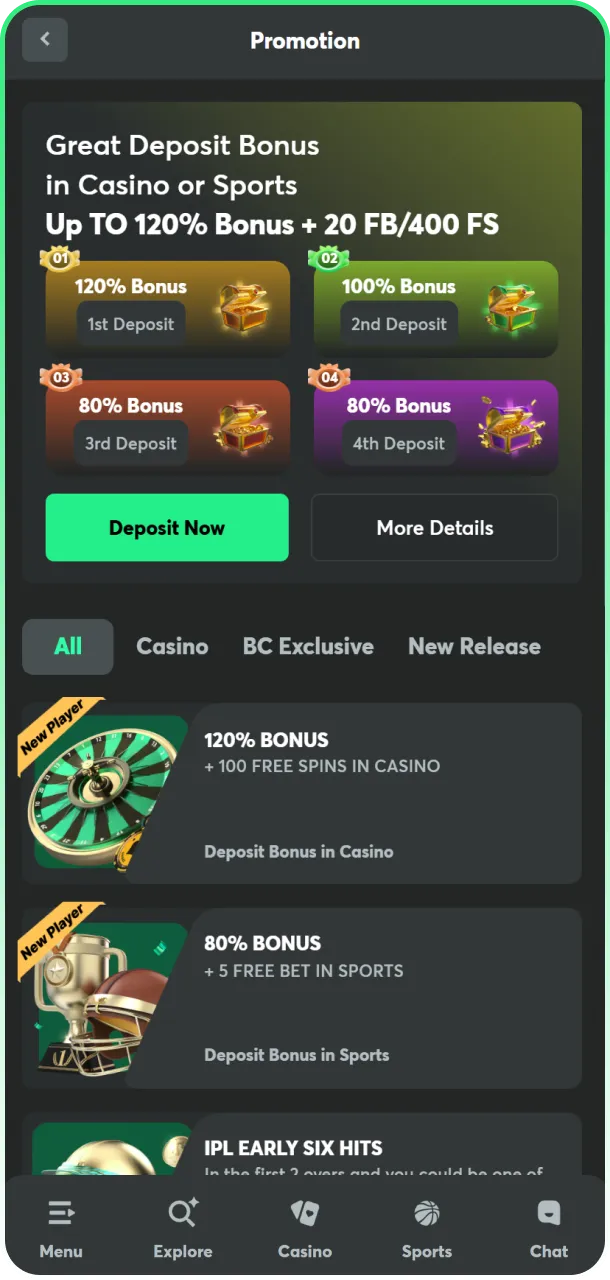 Explore new promotions for extra bonuses at BCgame casino.