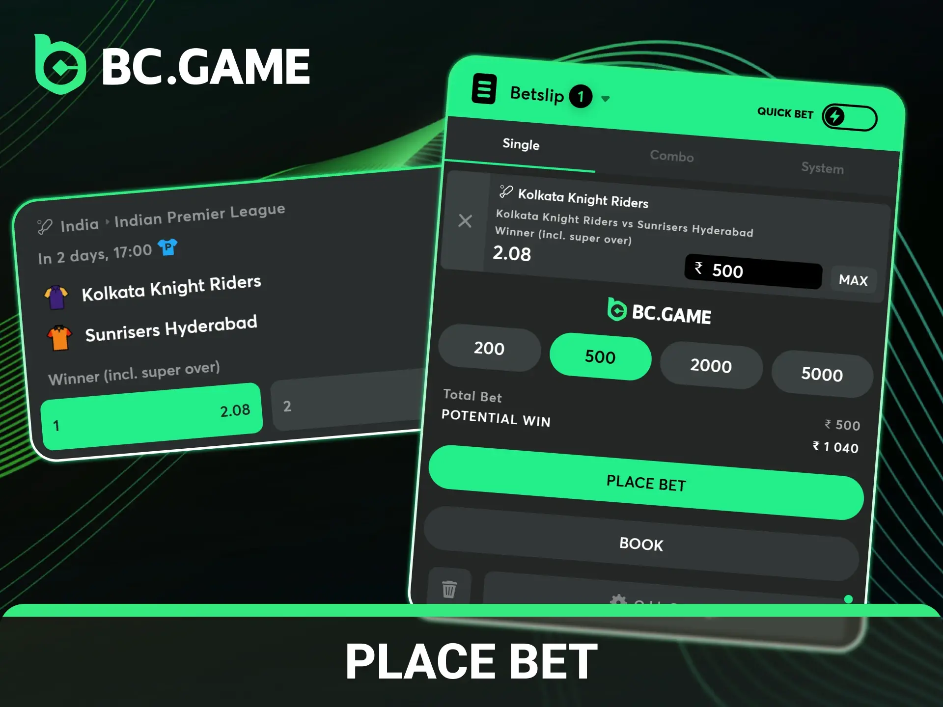 Follow our instruction to place your bet at BCGame.
